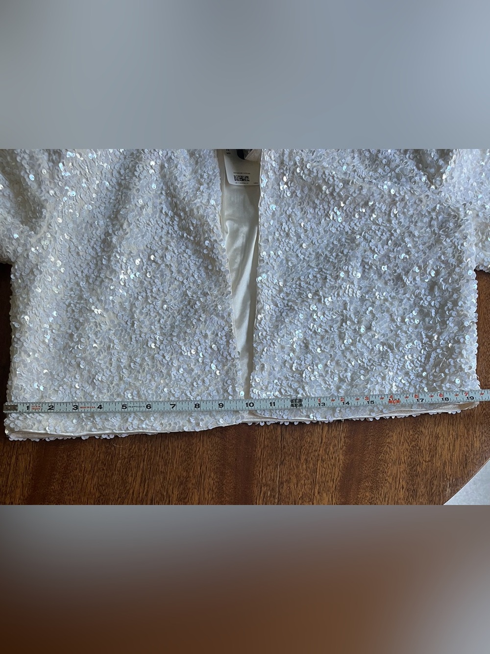 H&M White Sequined Bow-Accent Cropped Jacket - Picture 12 of 13